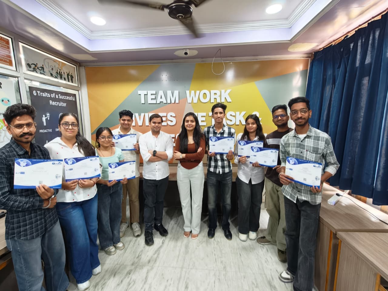 Students holding certificates at Gurukull Institute Bathinda